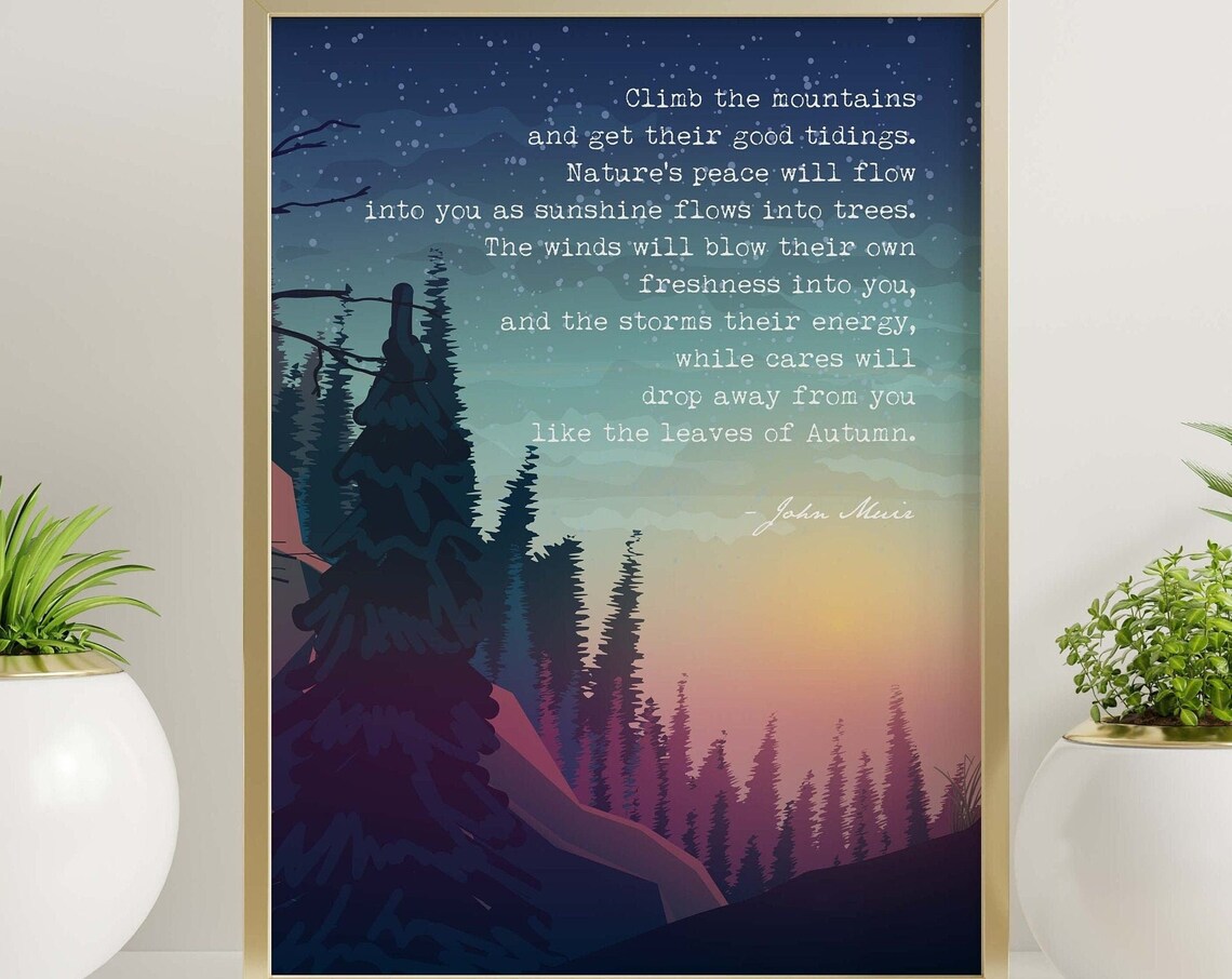 John Muir Quote Art Print, Vibrant Cabin Decor