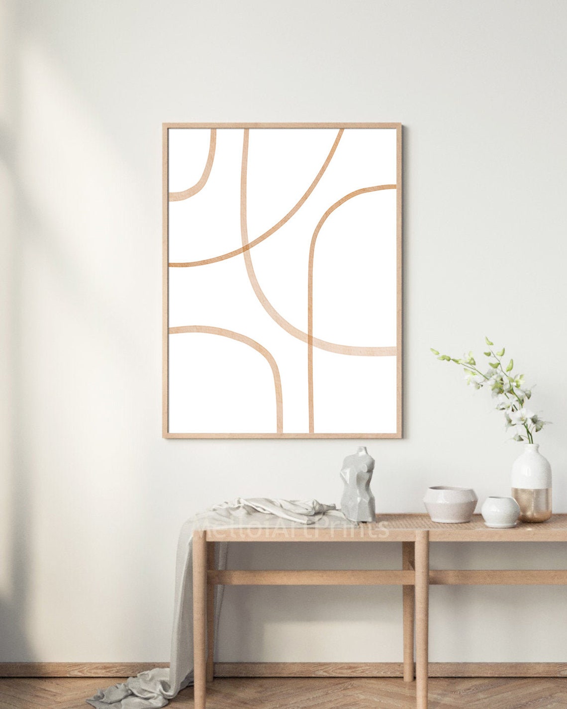 Beige Minimalist Curved Terracotta Line Art Neutral Modern Poster - Image 2
