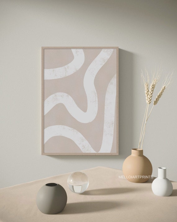 Beige White Modern Art Contemporary Print Minimalist Wall Art Abstract Wall Art Minimalist Print Living Room Wall Art Wall Decor