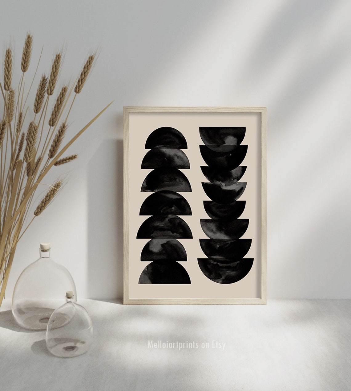 Black Half Circle Stacks Geometric Art Modern Minimalist Poster - Image 2