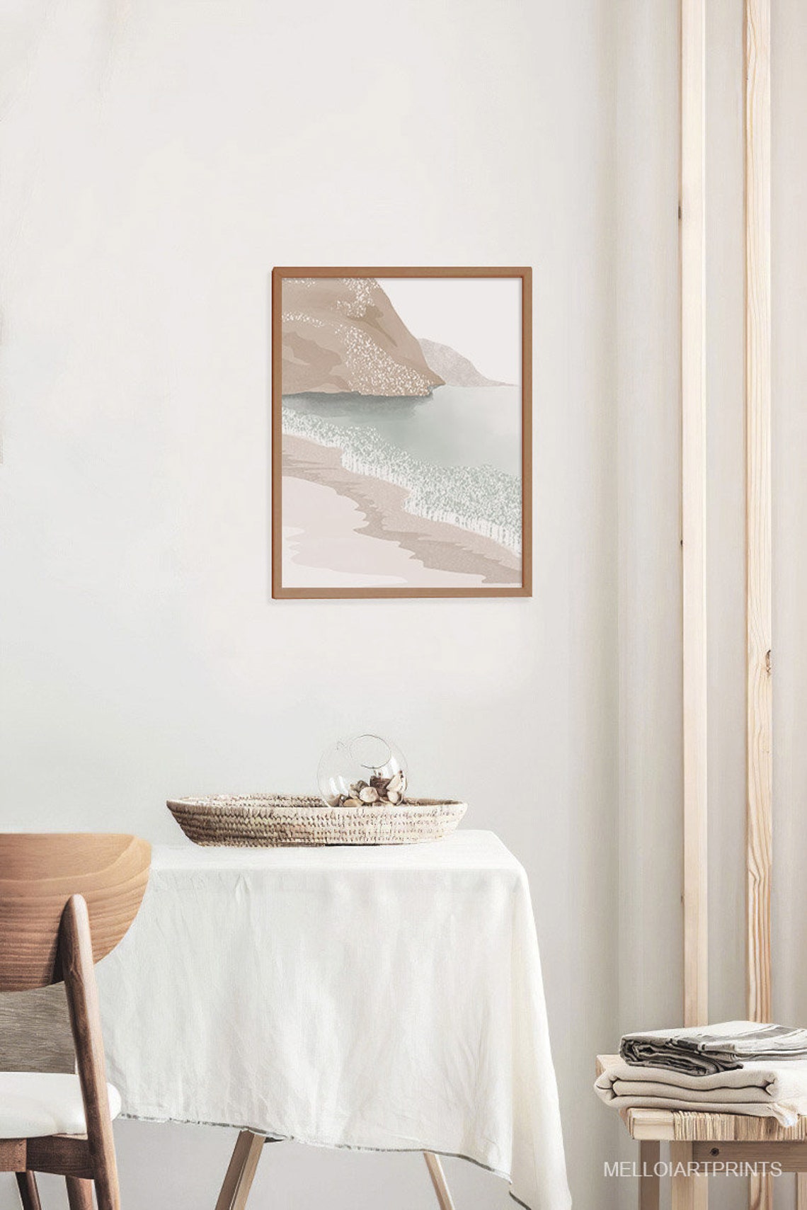 Abstract Beach with Cliffs and Sage Water Coastal Landscape Art Poster - Image 2
