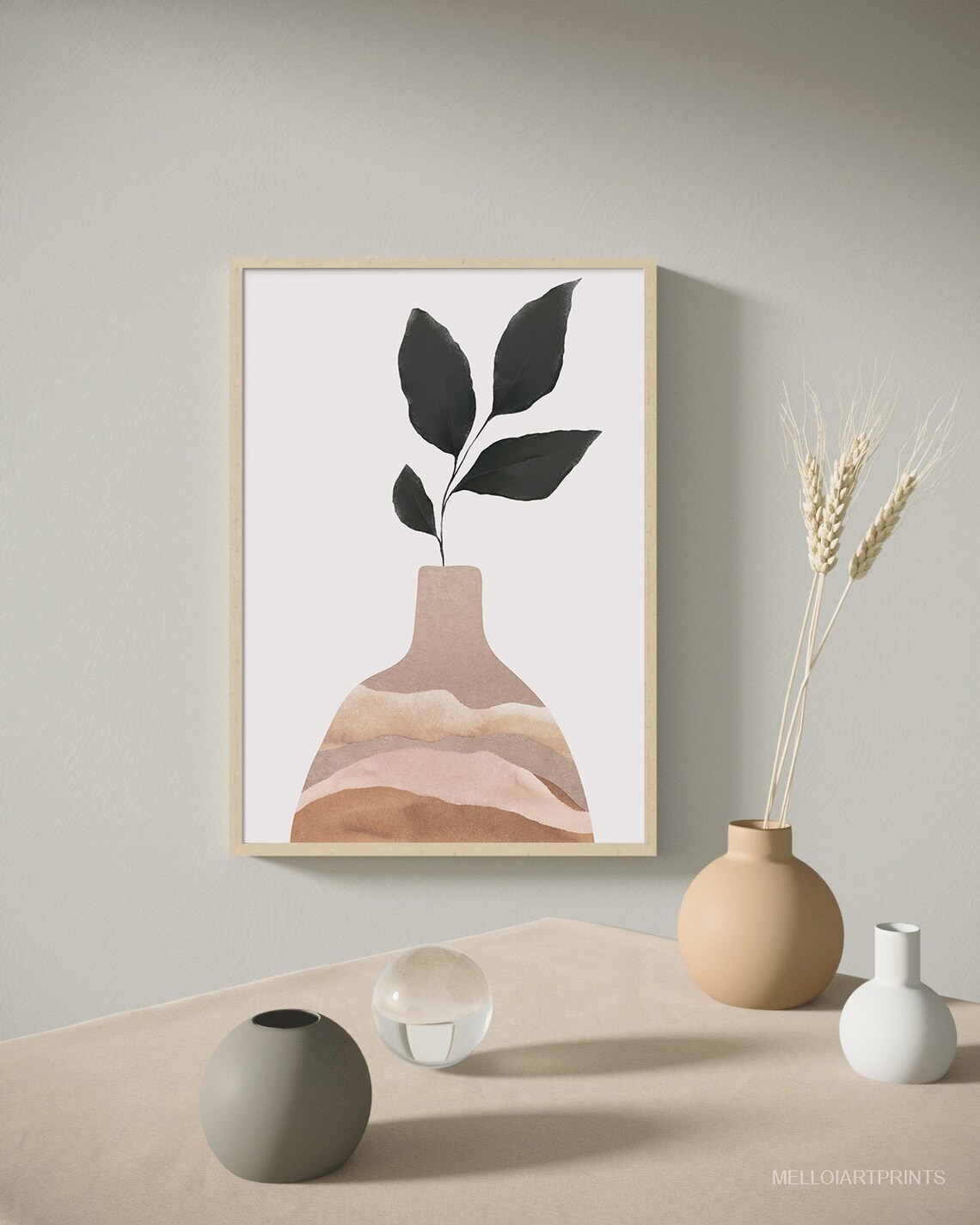 Boho Geometric Shapes, Mid Century Art Print
