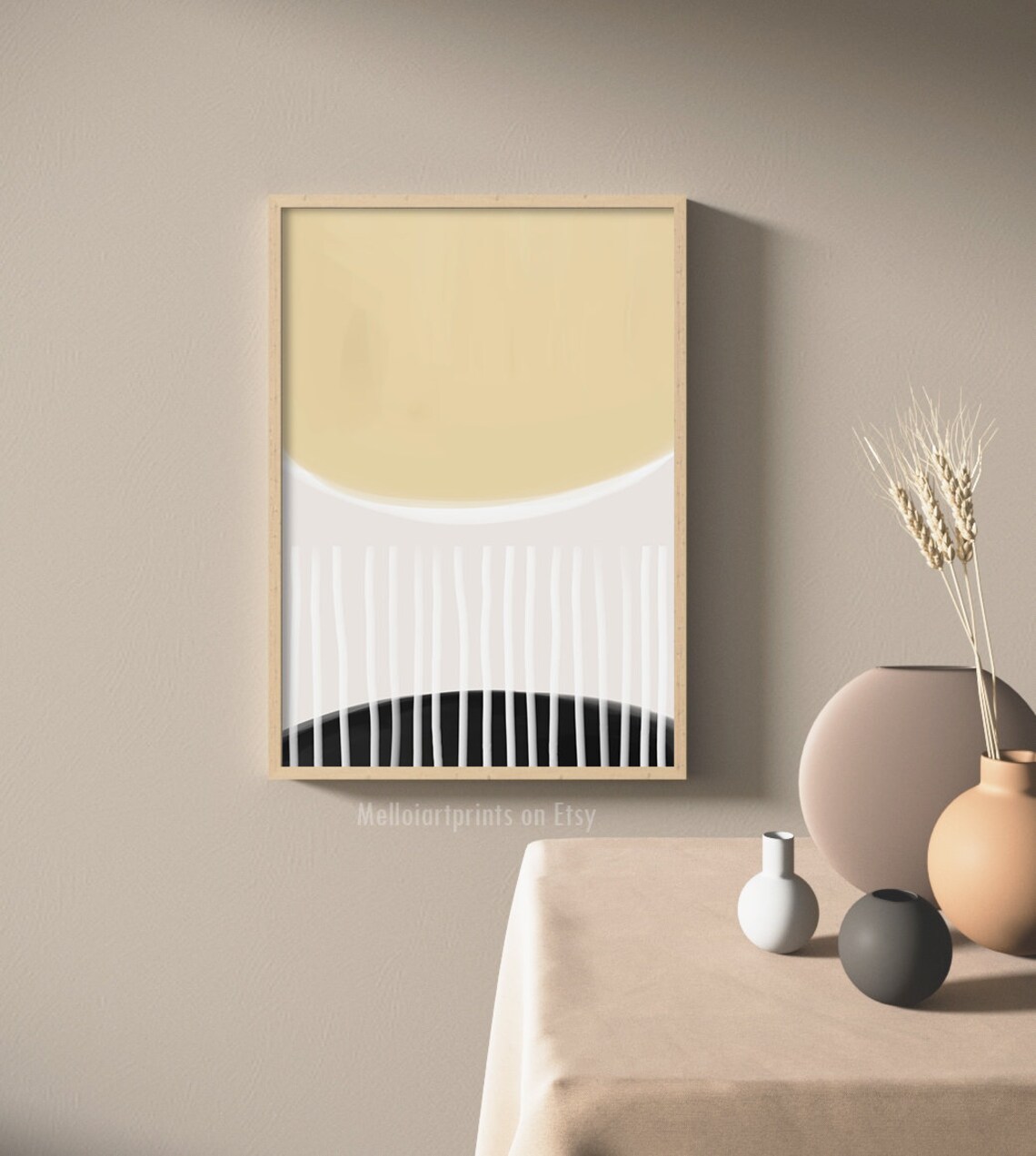 Pale Yellow Sun Abstract Horizon Minimalist Modern Art Poster - Image 3