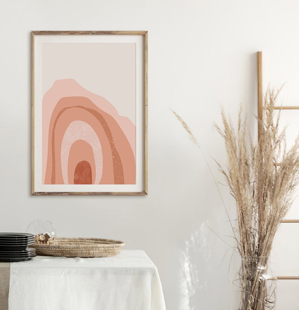 Blush Rainbow Arch Layered Pastel Modern Nursery Wall Poster - Image 2