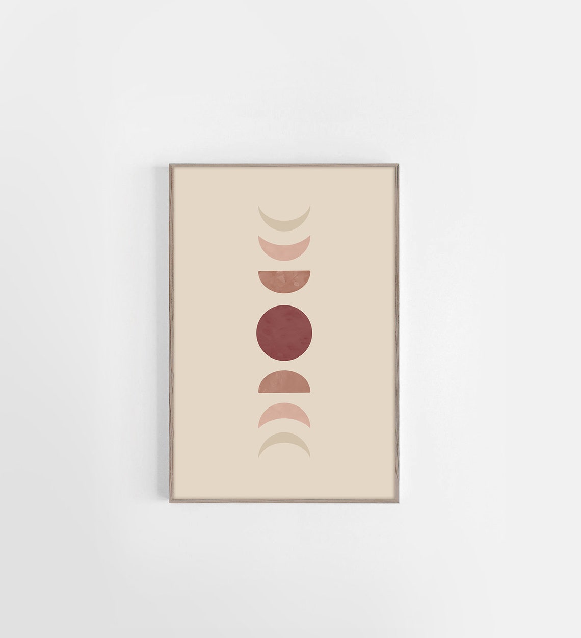 Rich Burgundy Moon Phases Beige Minimalist Celestial Wall Art