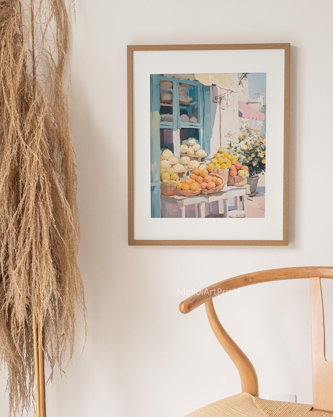 Mediterranean Fruit Stand Citrus Market Painting Kitchen Wall Art - Image 3