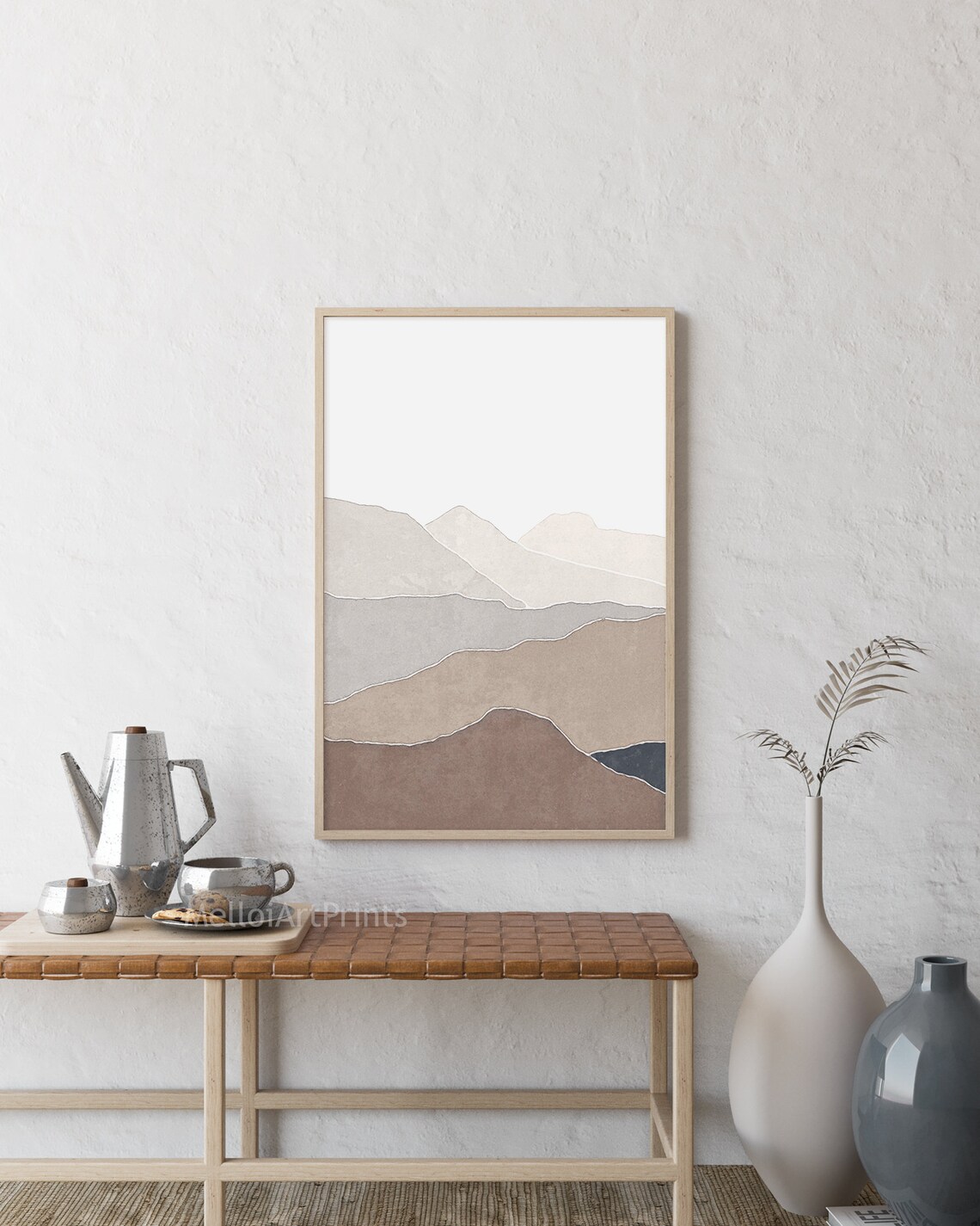 Brown Beige Mountain Art Print, Neutral Boho Decor - Image 2