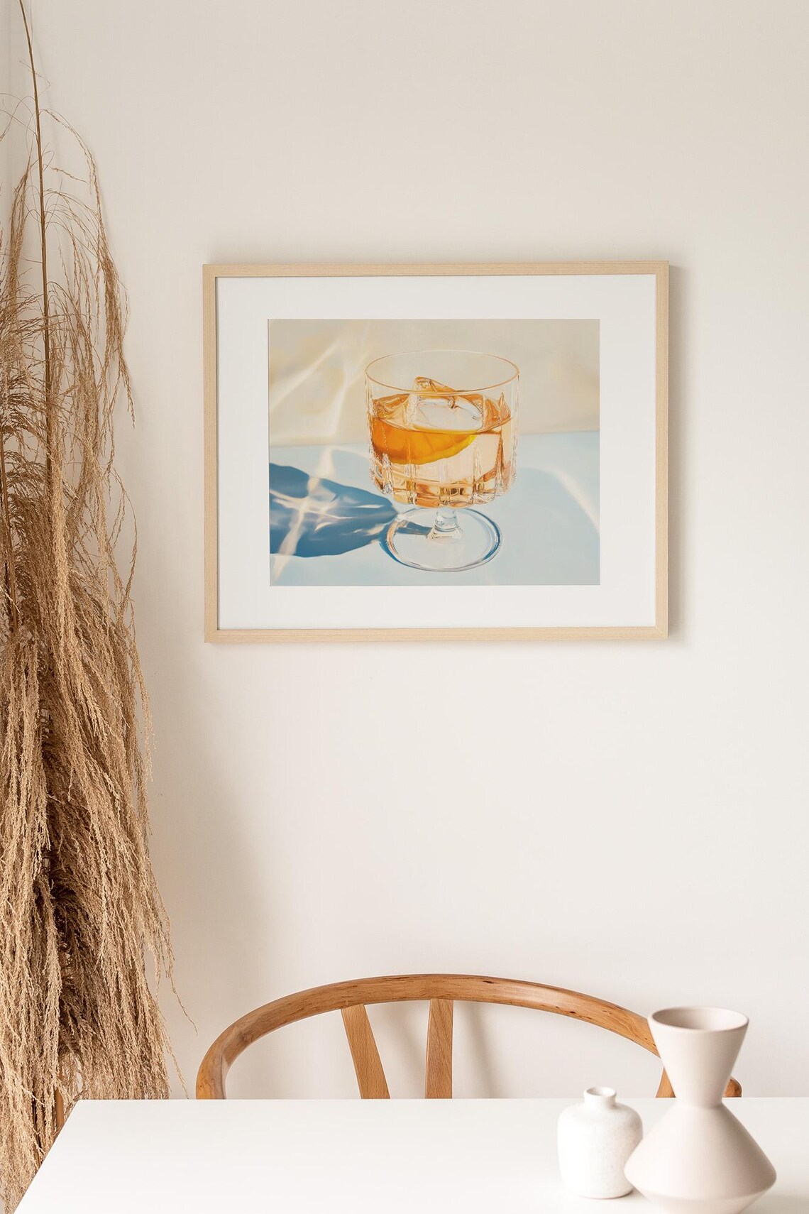 Amber Cocktail on Ice Still Life in a Vintage Stemmed Glass Poster - Image 3