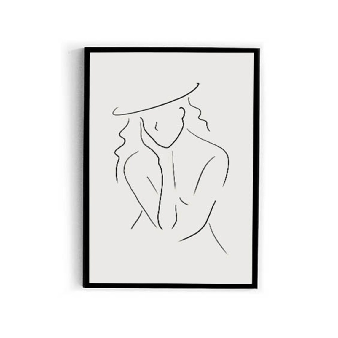 Woman with Hat Minimalist Single Line Drawing Elegant Poster - Image 2