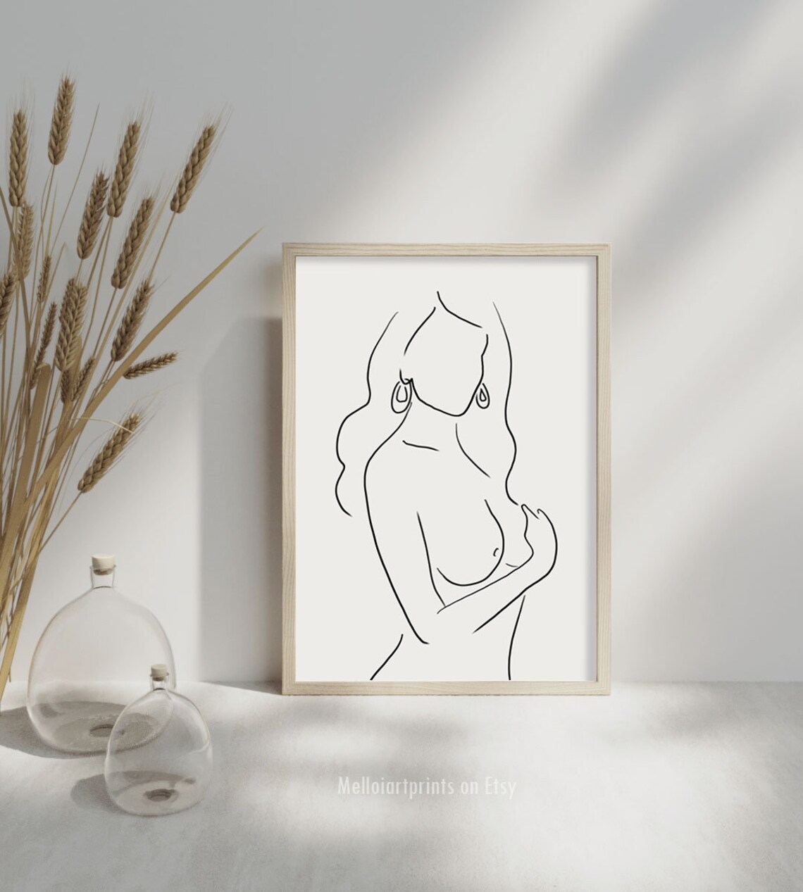 Elegant Minimalist Black Line Art Nude Woman Figure Drawing Poster - Image 2