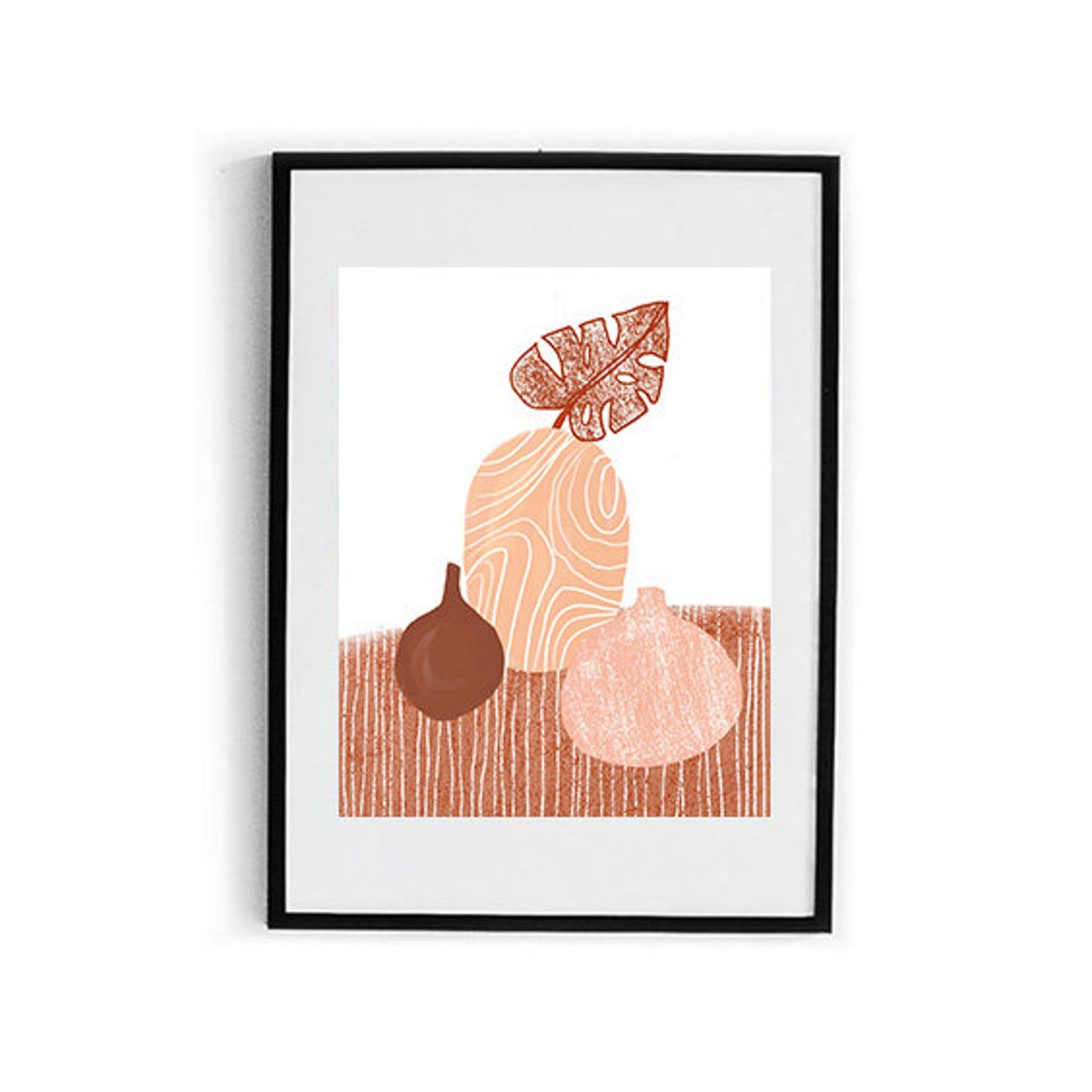 Terracotta Vase Still Life Art Coral Pots Botanical Wall Poster - Image 2