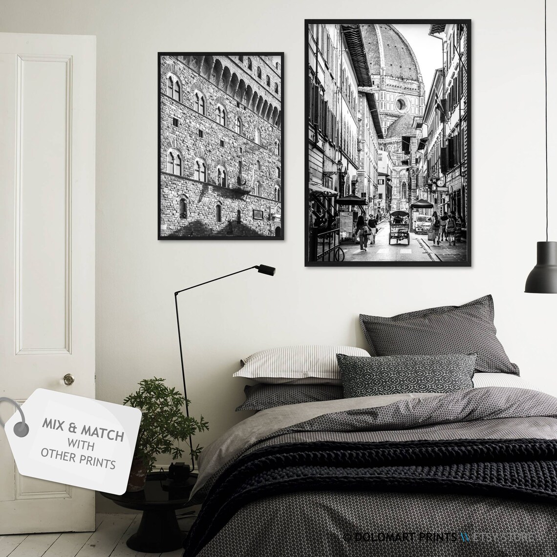 Black and White Florence Architecture Art Print Set - Image 2