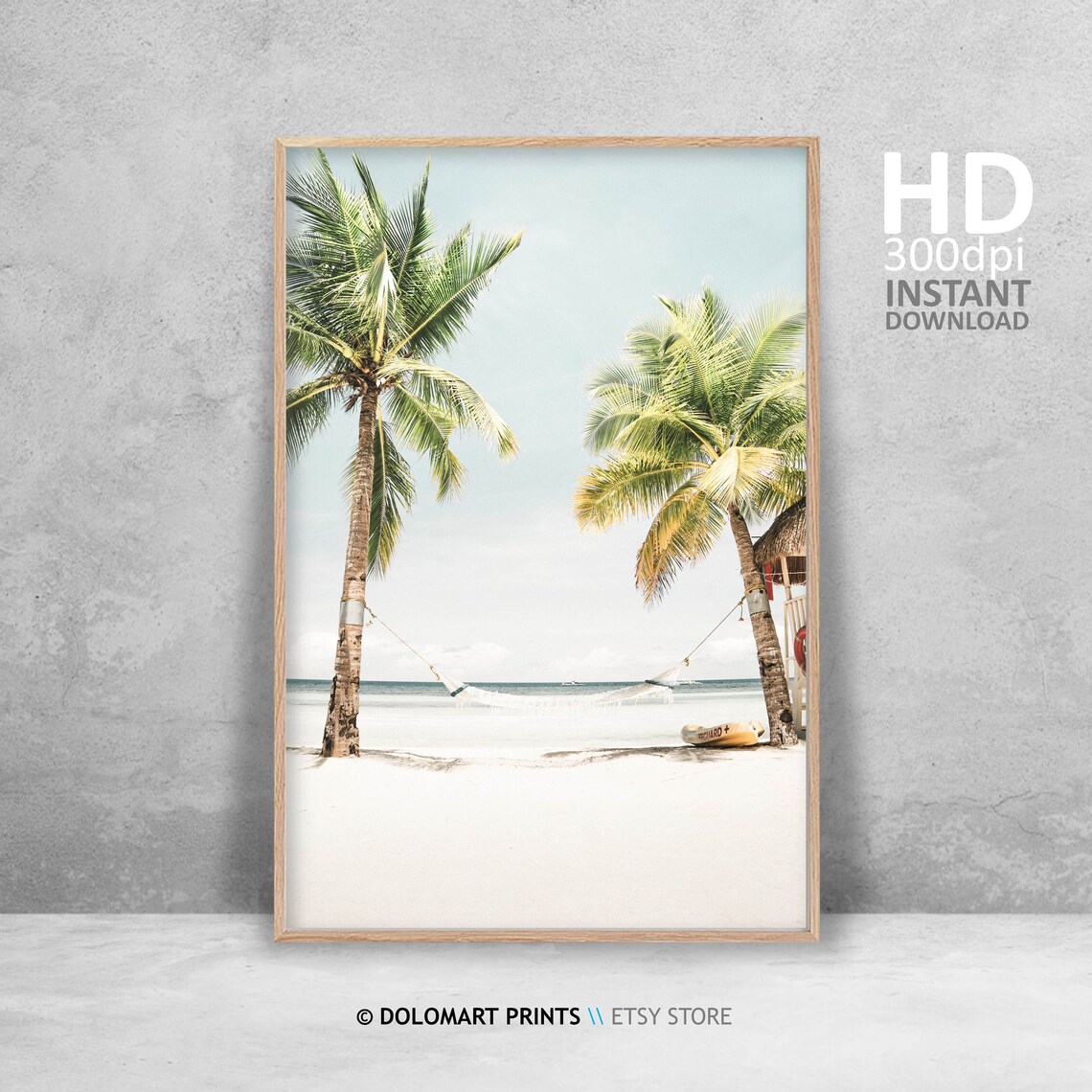 Vintage Ocean Beach Palm Tree Travel Poster - Image 3