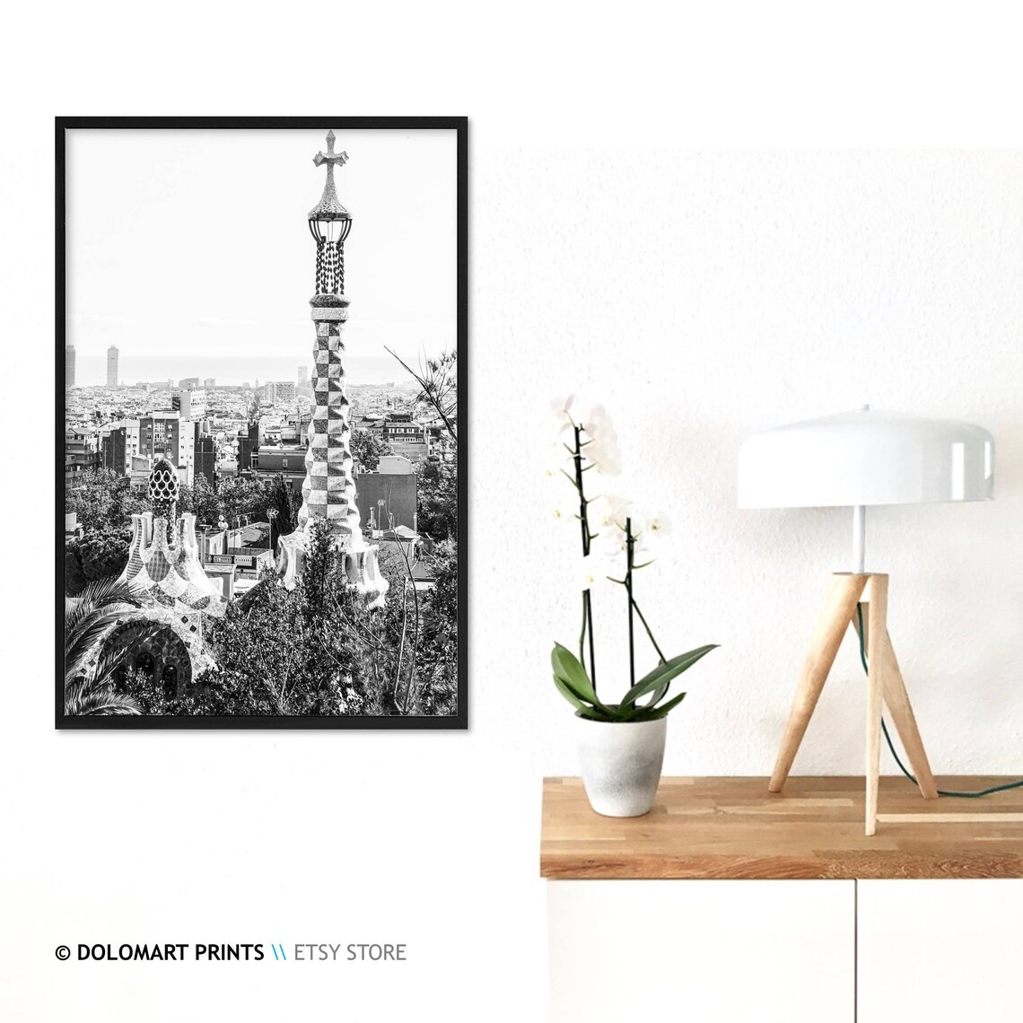 Barcelona Park Guell Black And White Travel Poster - Image 3