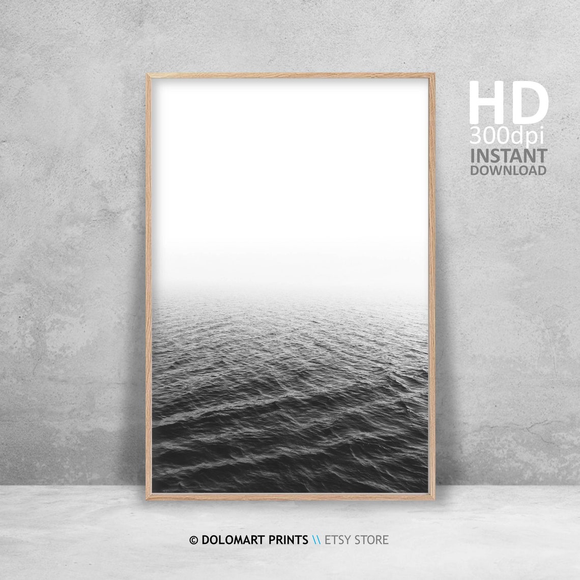 Minimalist Ocean Horizon Black And White Calm Sea Waves Wall Poster - Image 4