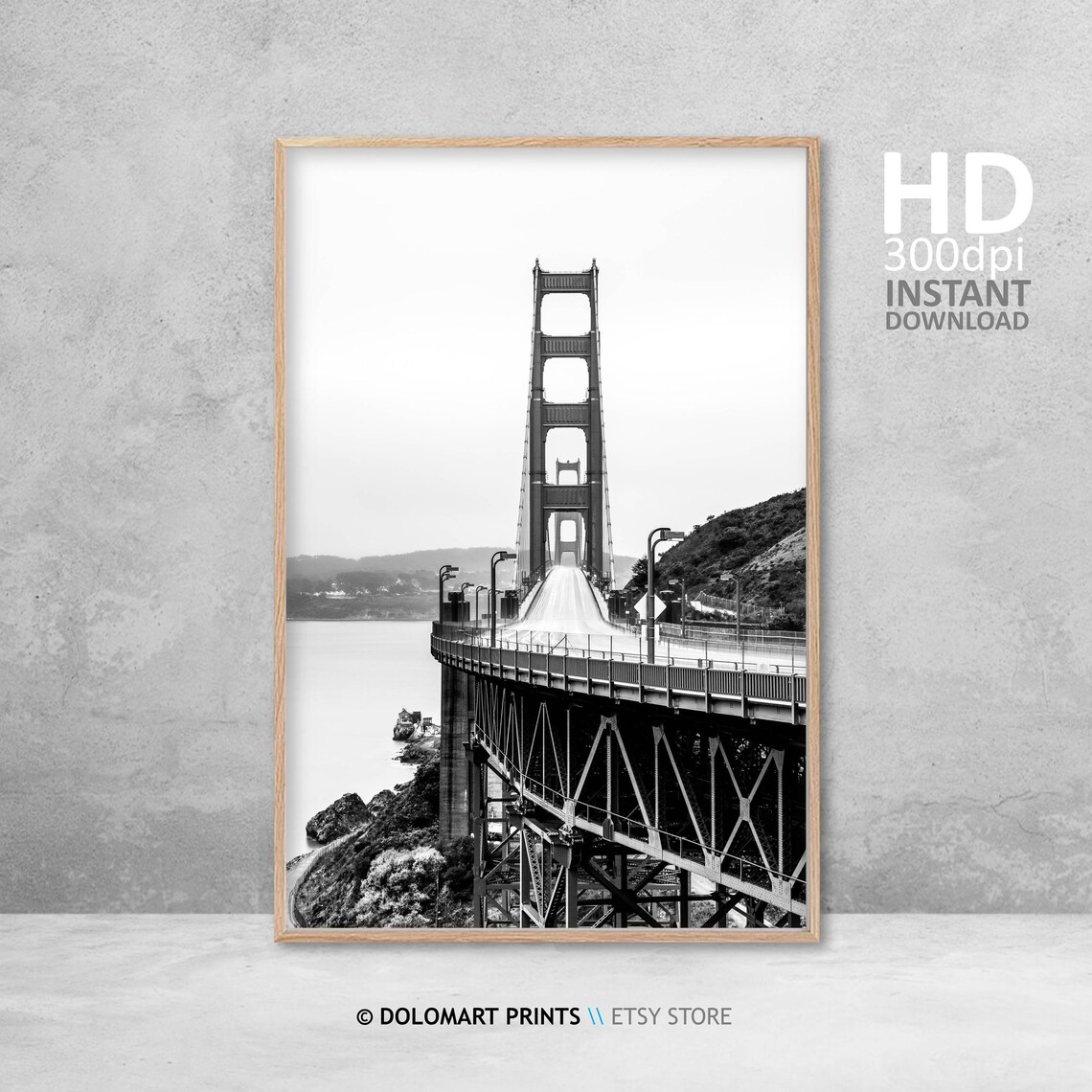 Golden Gate Bridge Black And White Poster - Image 4
