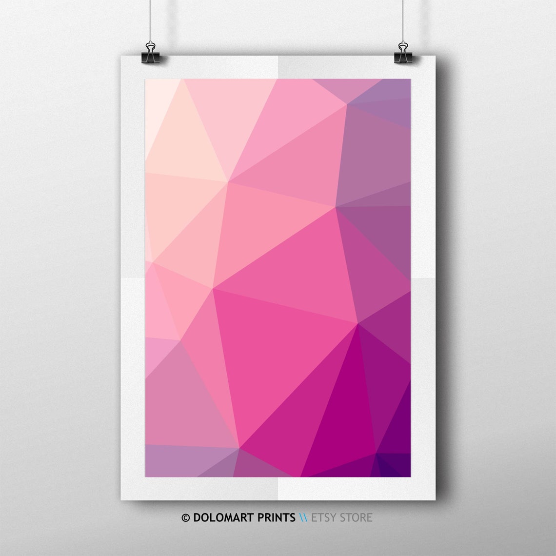 Pink Triangle Mosaic Low Poly Modern Geometric Abstract Poster - Image 3