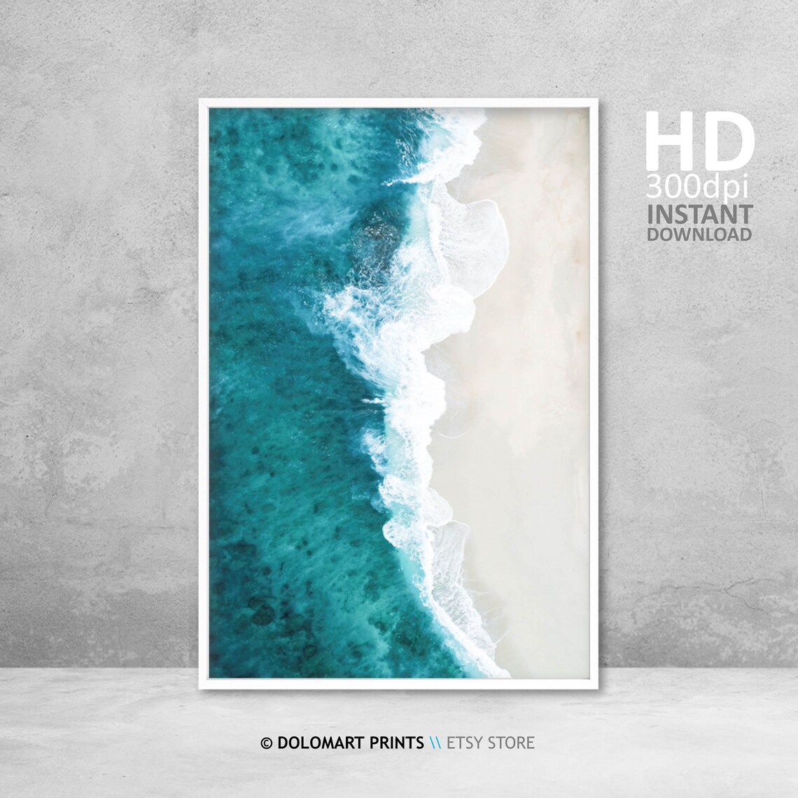 Ocean Beach and Waves Minimal Beach Photography Art Print