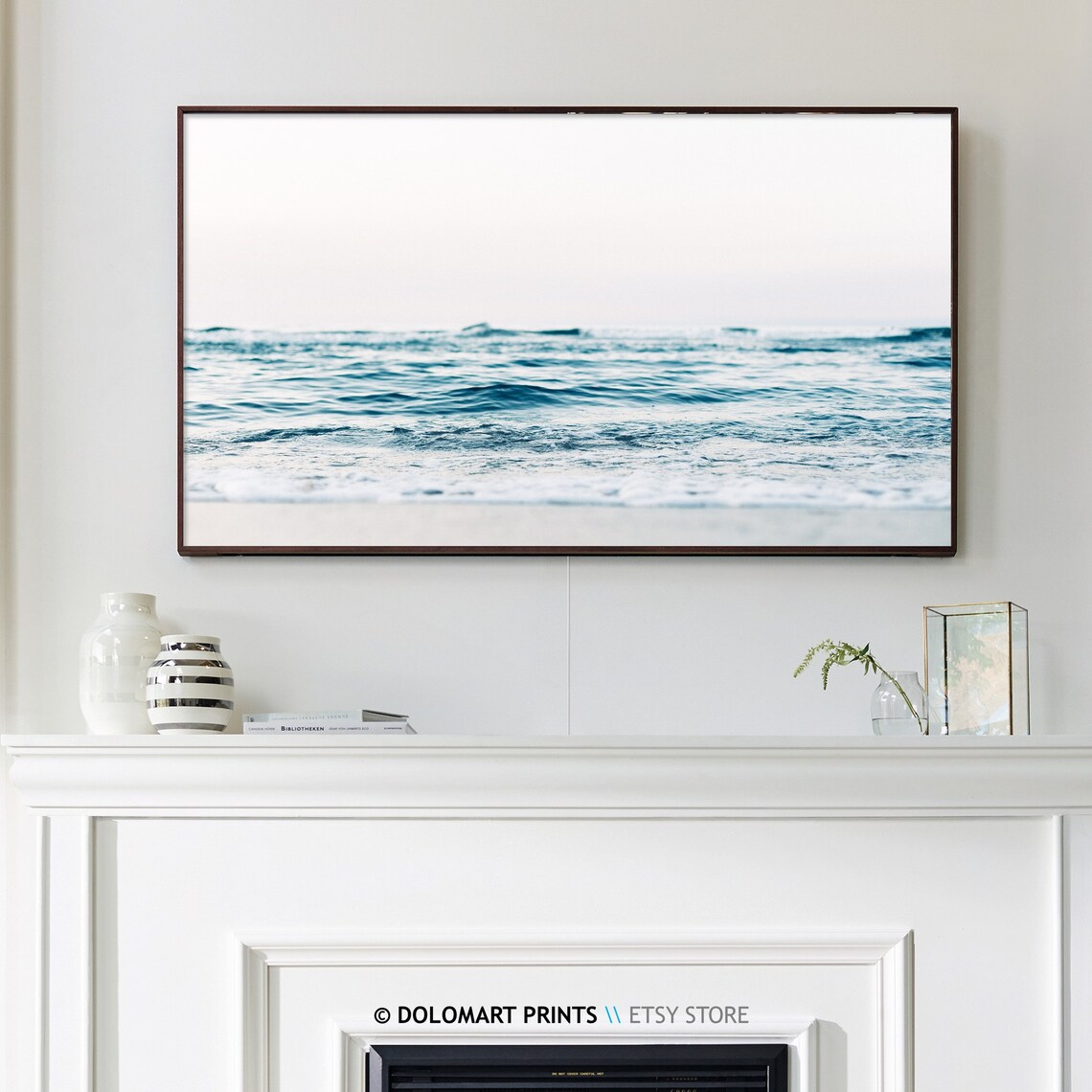 Calm Ocean Waves Minimal Blue Seascape Frame TV Digital Poster - Image 3