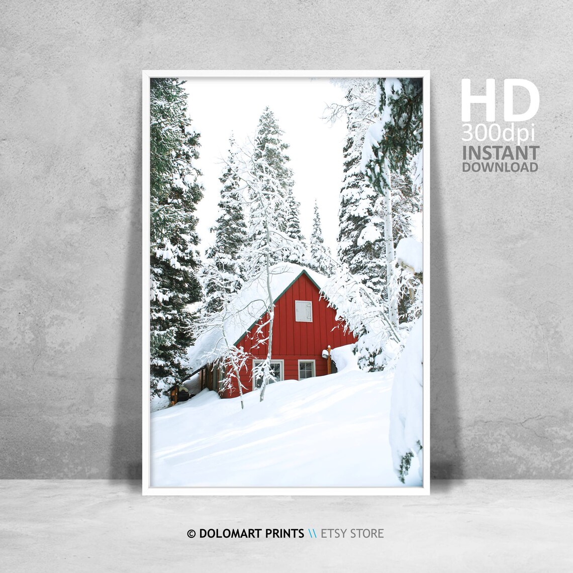 Winter Forest Christmas Art Print, Winter Landscape
