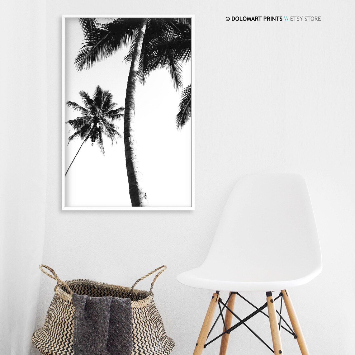 Palm Tree Print Tropical Wall Art Decor Black And White Palm Tree Photography Large Poster Beach Plant Decor - Image 3