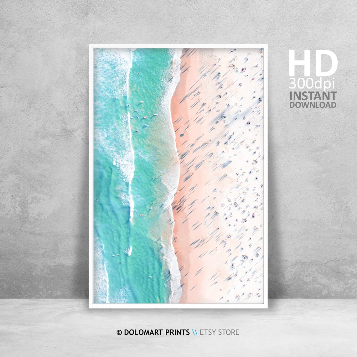 Turquoise Beach Aerial Drone Wall Art Print