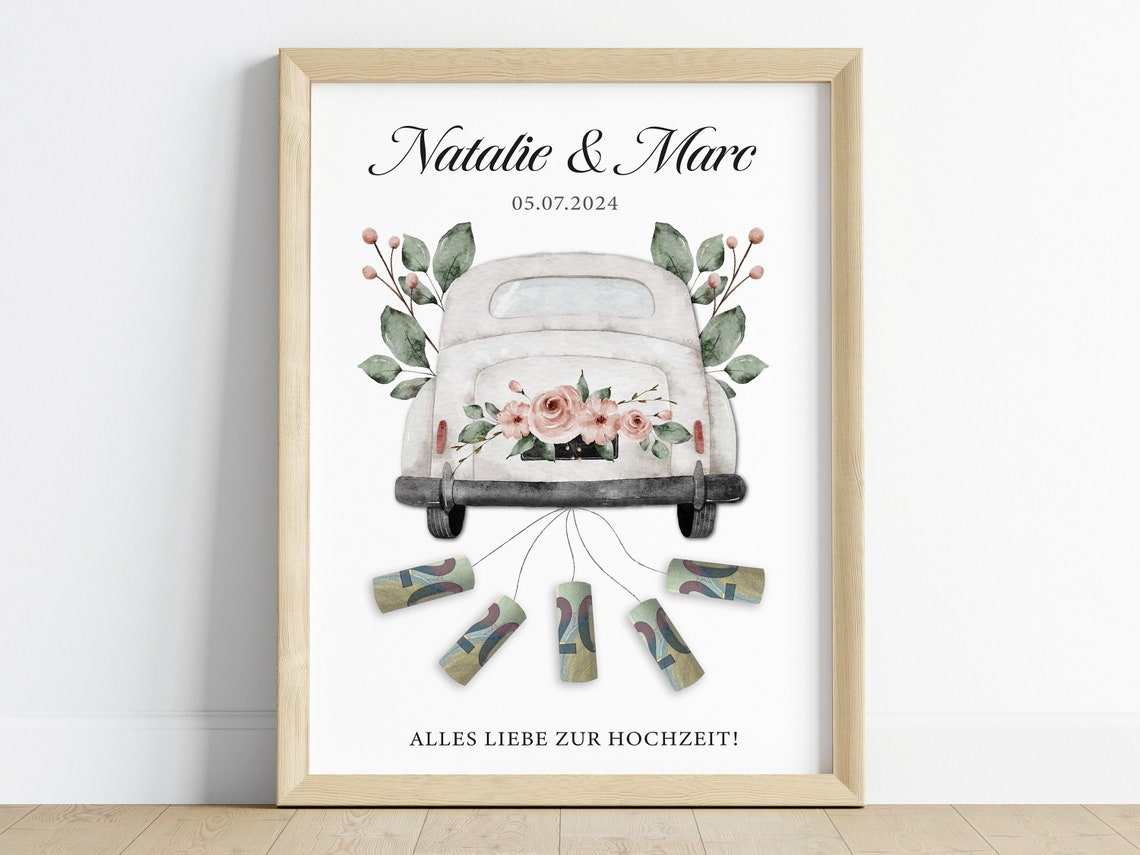 Money Gift With A Car For The Wedding Bride And Groom Gift Wedding Car Gift Pdf Personalized Gift Money Gift - Image 3