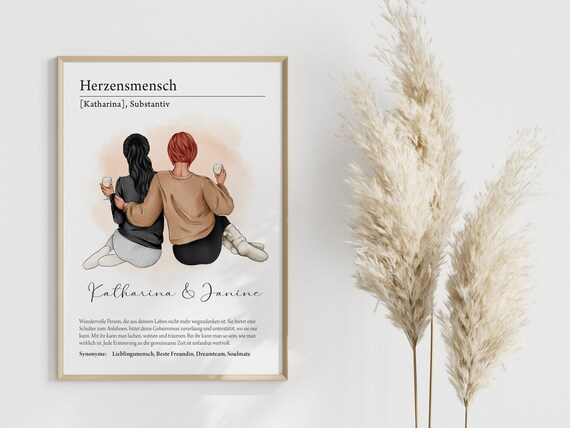 Personalized Herzensmensch German Best Friend Definition Poster