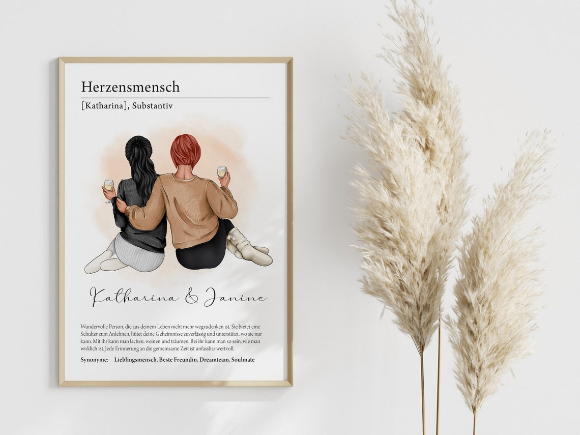 Personalized Herzensmensch German Best Friend Definition Poster