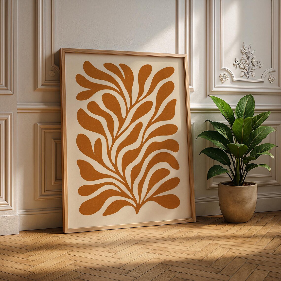 Botanic Form No 001 Terracotta Fern Minimalist Art Print