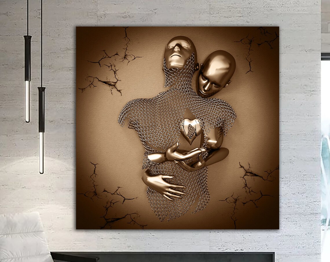 Love Couples Painting, Textured 3D Effect