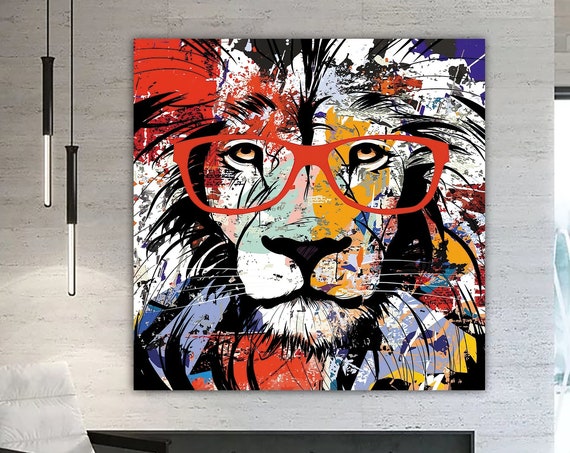 Lion Abstract Pop Art Wall Print, Animal Decor