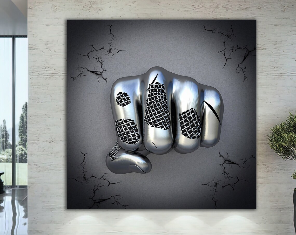 Chain Fist Painting Hand Print, Textured Art Print