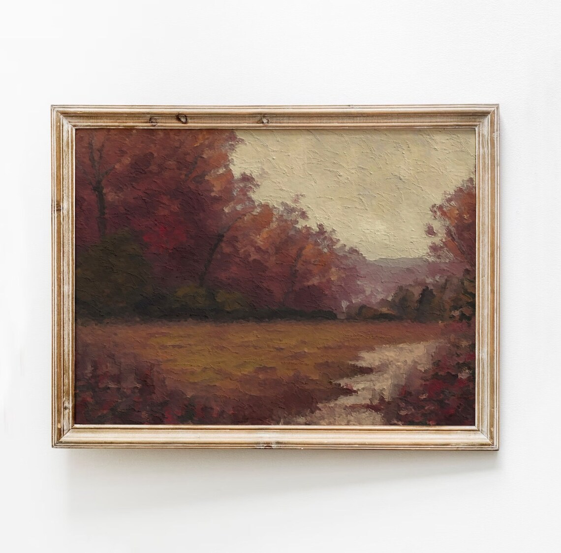Moody Fall Landscape Art Print, Vintage Rustic Decor