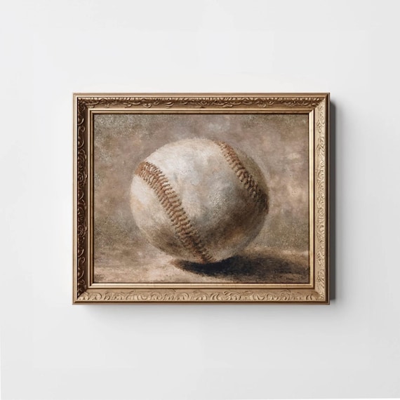 Classic Vintage Baseball Painting Ball Close Up Sports Poster