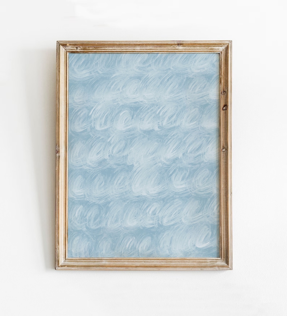 Blue Swirl Abstract Waves Art Print, Coastal