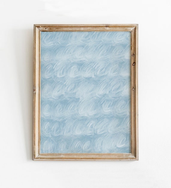 Blue Swirl Abstract Waves Art Print, Coastal
