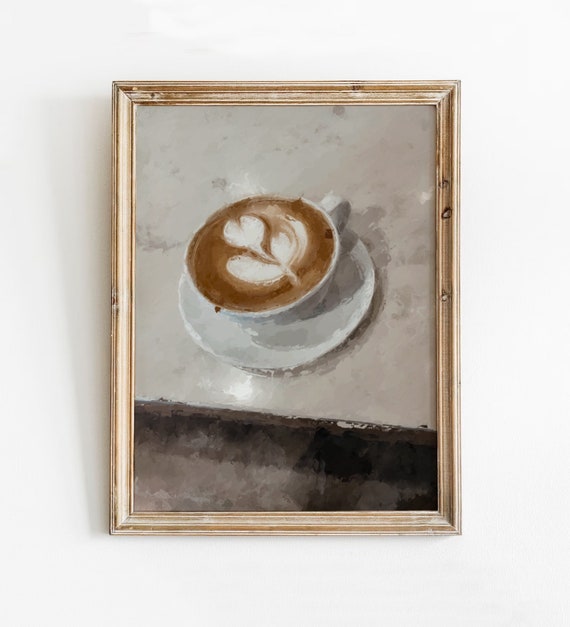 Latte Oil Painting Print Coffee Still Life Art Shop Kitchen Wall