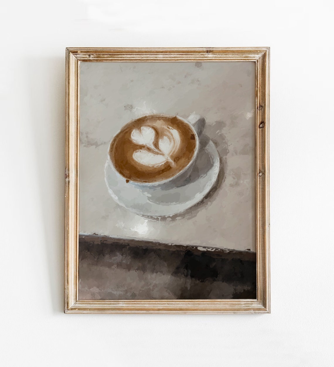 Latte Art Heart Coffee Cup Minimal Watercolor Cafe Decor Poster