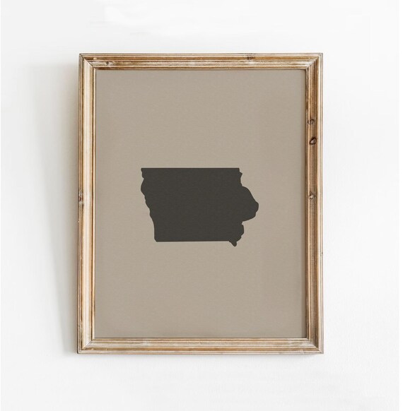Iowa State Print Ia Silhouette Wall Art Home Outline Poster Map Housewarming Gift Usa Moving Hand Drawn Neutral Sign