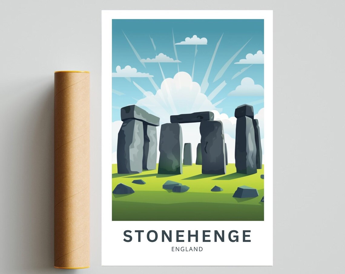 Stonehenge England Ancient Stone Circle Vintage Travel Poster