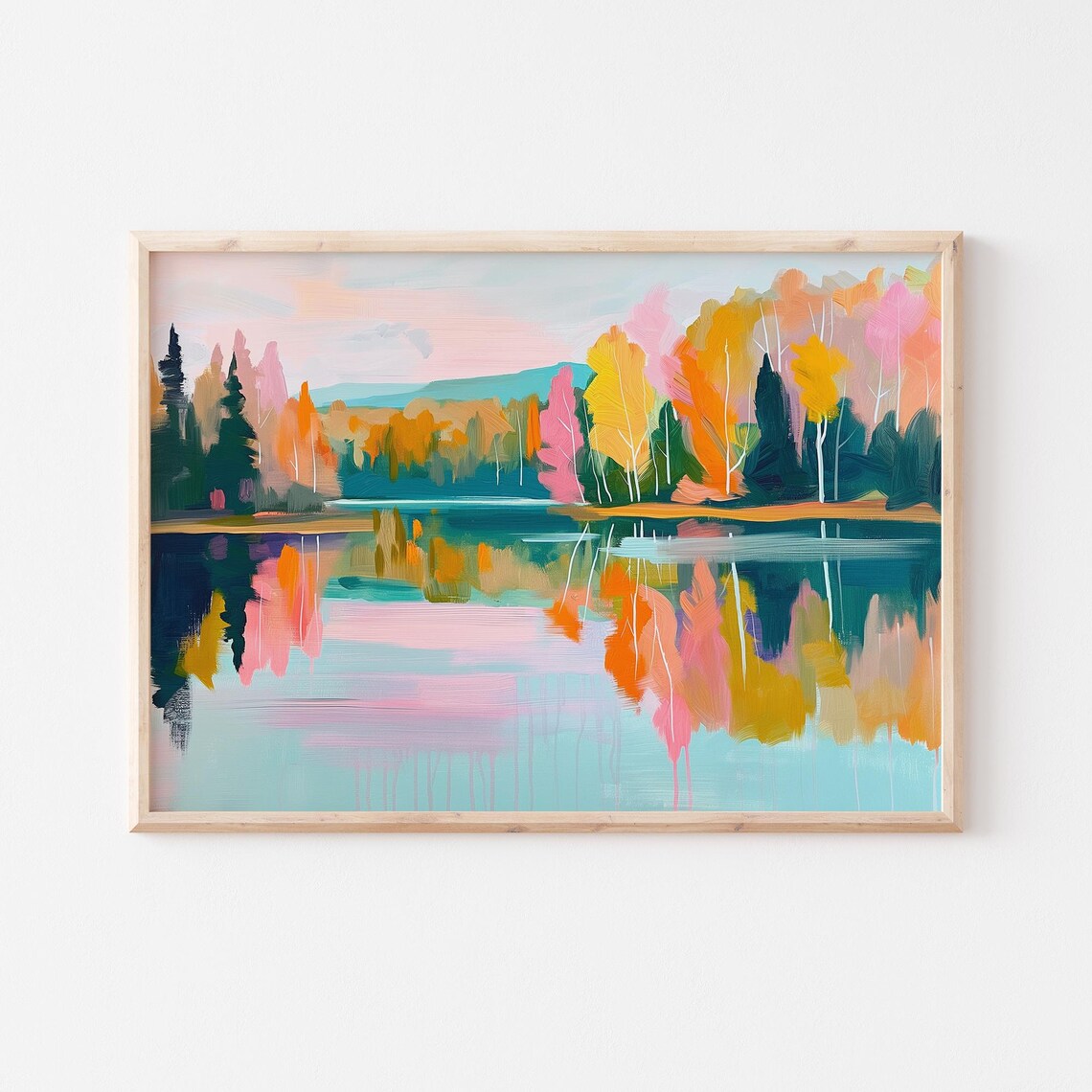 Colorful Spring Trees Lake Abstract Forest Print Spring Lake Landscape Colorful Spring Poster Lake House Decor - Image 5
