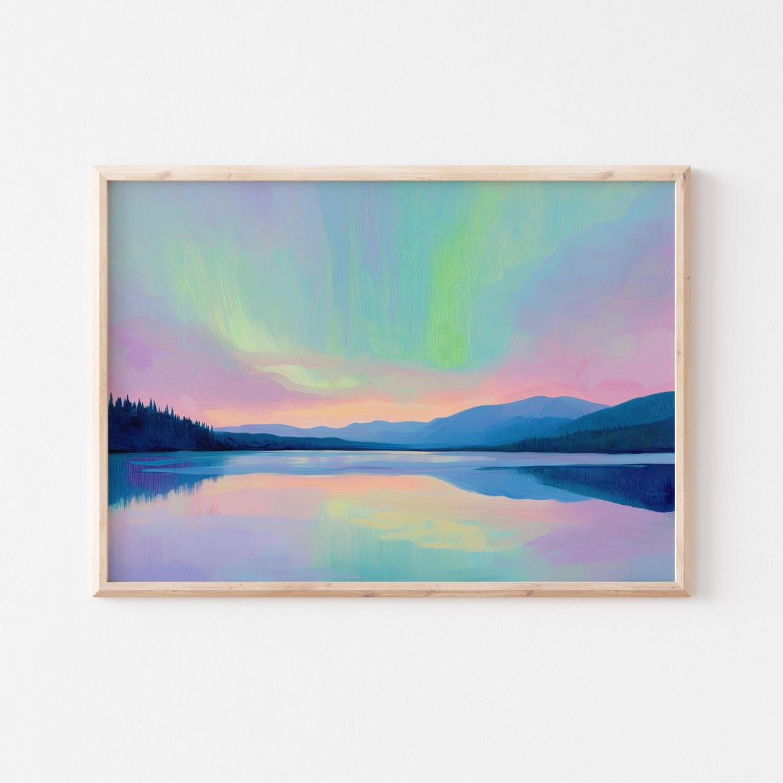 Northern Lights Over Still Mountain Lake Aurora Night Poster - Image 4