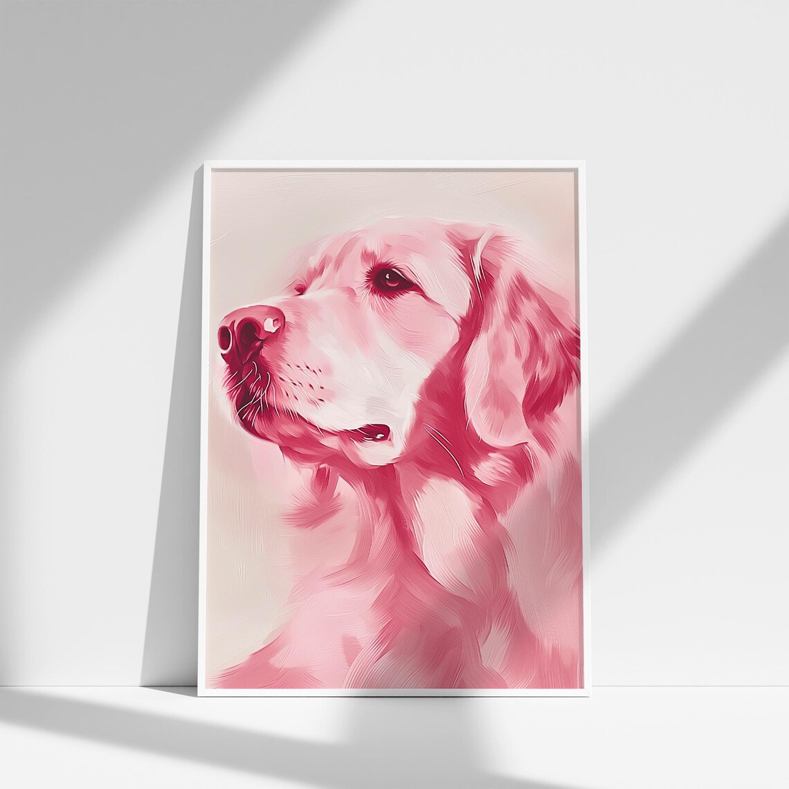 Pink Monochrome Golden Retriever Portrait Modern Dog Art Poster - Image 4