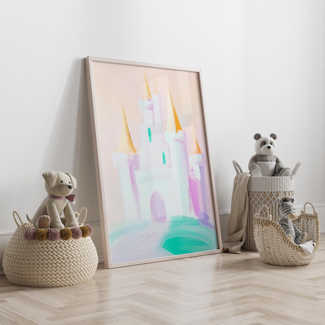 Pastel Princess Castle With Golden Spires Girls Room Decor Poster - Image 5
