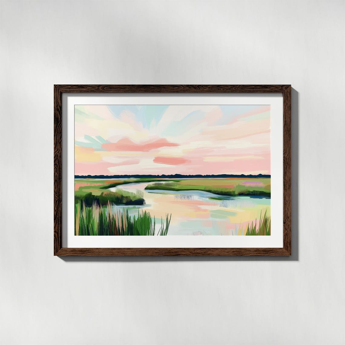 Winding Marsh Creek Beneath Pink And Blue Pastel Sunset Sky Poster - Image 4