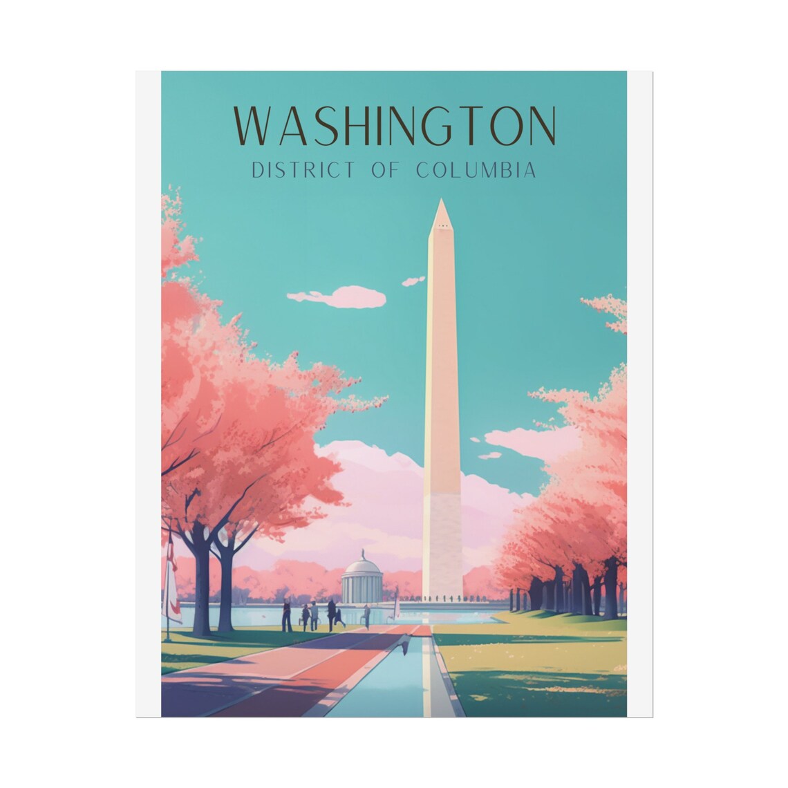 Washington Art Deco Travel Poster, Washington Monument - Image 3