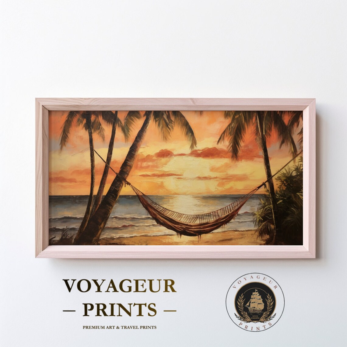 Warm Sunset Coast Oil Painting Art Print - Image 4