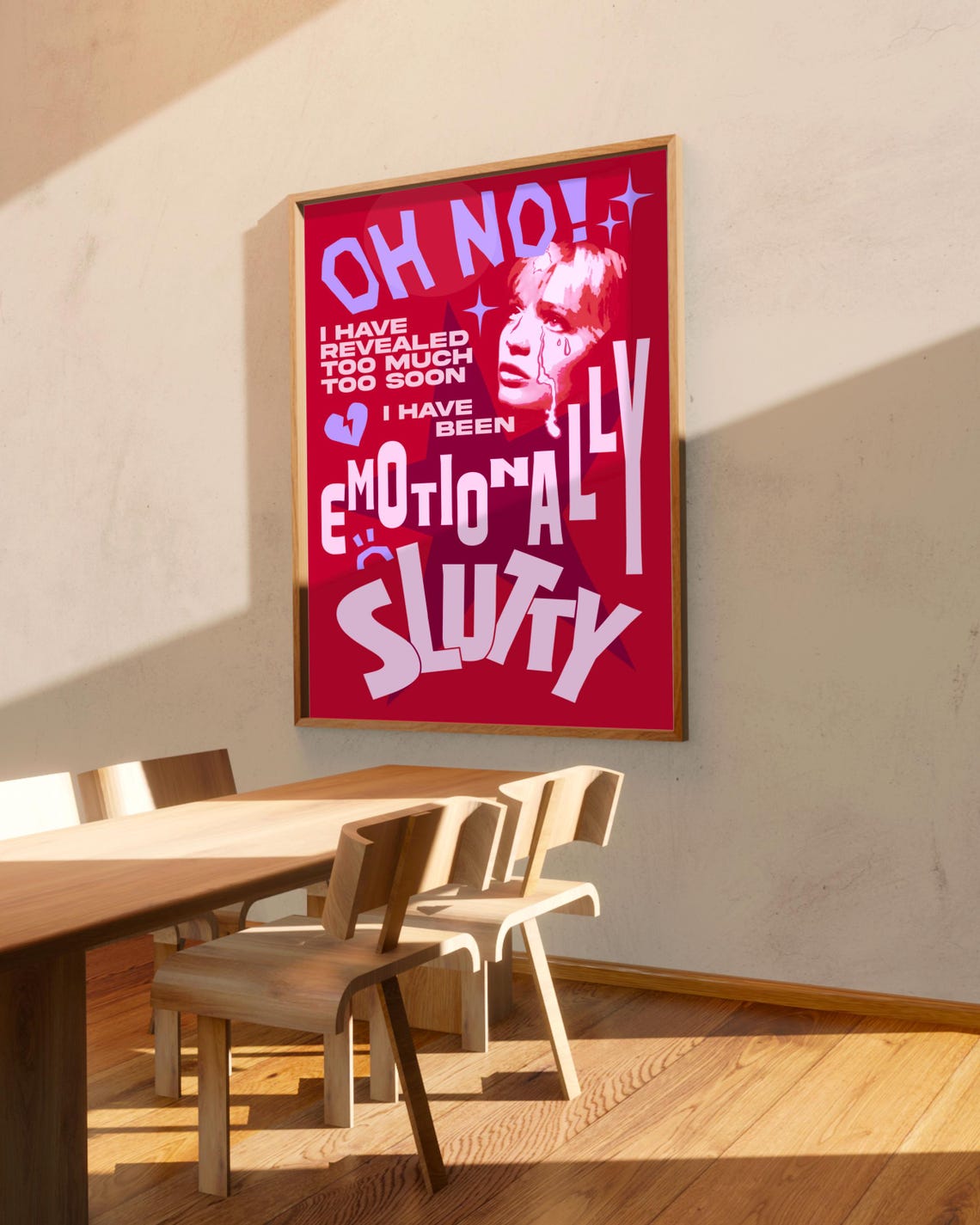 Eclectic 60s Quote Prints Funny Wall Art Red Emotionally Print Maximalist Poster 70s Decor Retro Wall Art Instant Png - Image 3