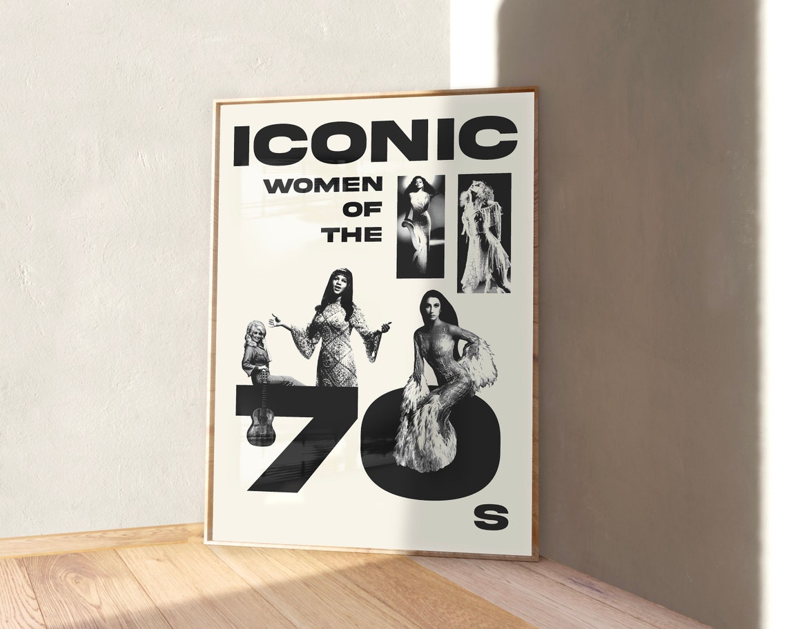 Iconic Women Of The 70s Print Vintage 70s Music Print Gifts For Her Retro Typography Wall Art Instant Print Png - Image 2